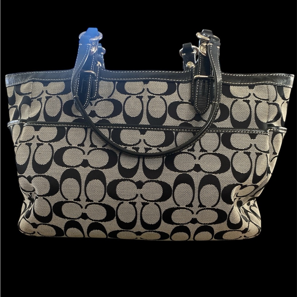 Coach signature c black and gray handbag - Picture 2 of 8